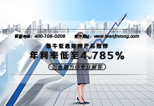 最牛低息抵押产品推荐 - 年利率低至4.785%